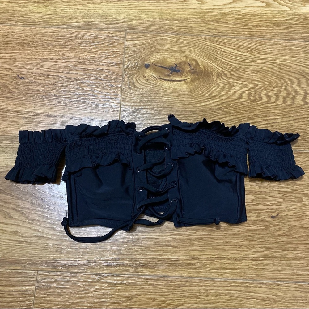 Black off the shoulders swimsuit top